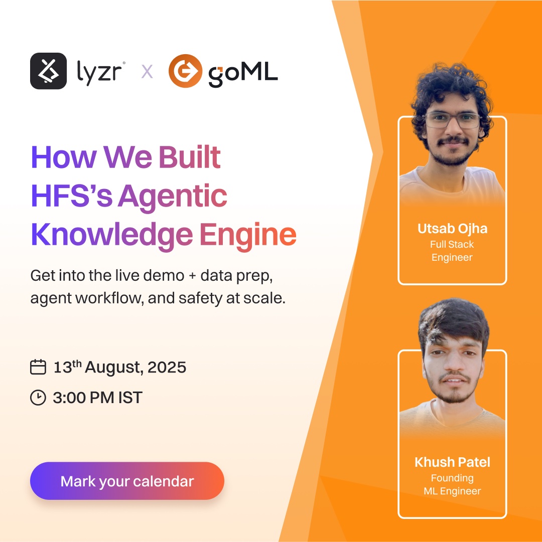 Khush Patel, speaker on the Lyzr x goML webinar How We Built HFS's Agentic Knowledge Engine