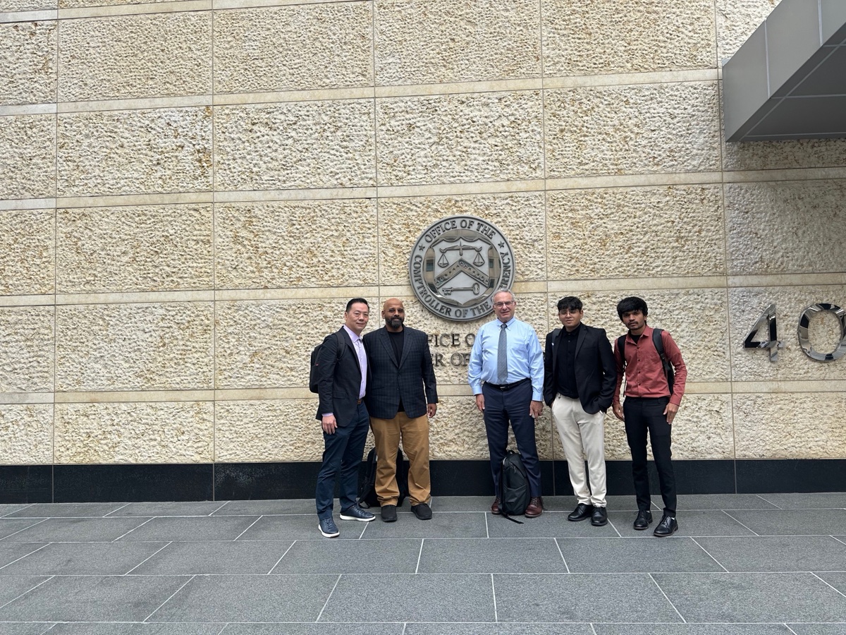 Khush Patel with the delegation at the Office of the Comptroller of the Currency, Washington DC