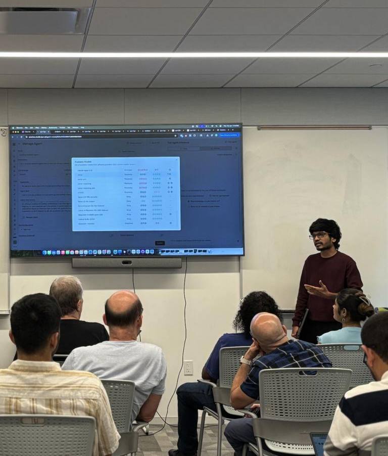 Khush Patel speaking at AICamp NYC, Microsoft Times Square